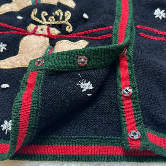 Vintage Santa in his Sleigh Ugly Christmas Sweater Size Small - Picture 4 of 8